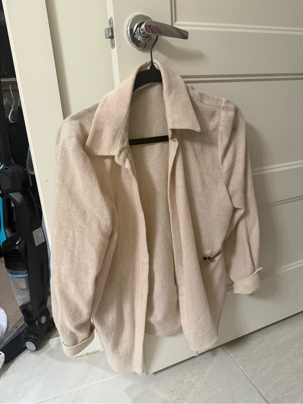 Zara Cream Teddy Open-Front Jacket